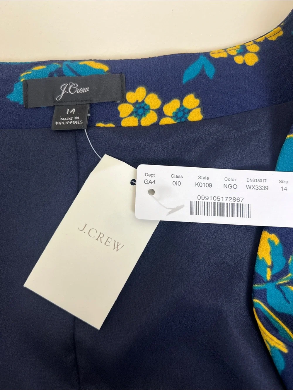 NWT J. Crew 365 Golden Floral Crepe Wrap Dress Preppy Classic Womens 14